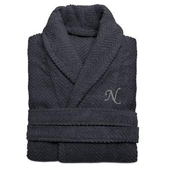 Linum Home Textiles Turkish Cotton Personalized Herringbone Weave Bathrobe