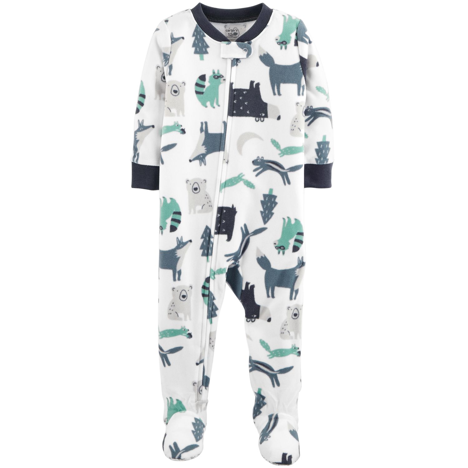 thumbnail image 2 of Carter's Big Boy Footed Microfleece PJs - Wolf Print Sleeper Pajamas Size 6 Years 2 of 11