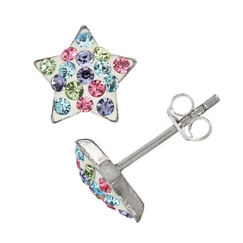 Charming Girl Kids' Sterling Silver Pastel Crystal Star Earrings