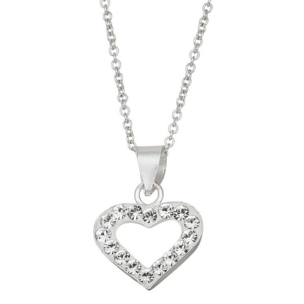 Charming Girl Kids' Sterling Silver Crystal Heart Pendant Necklace