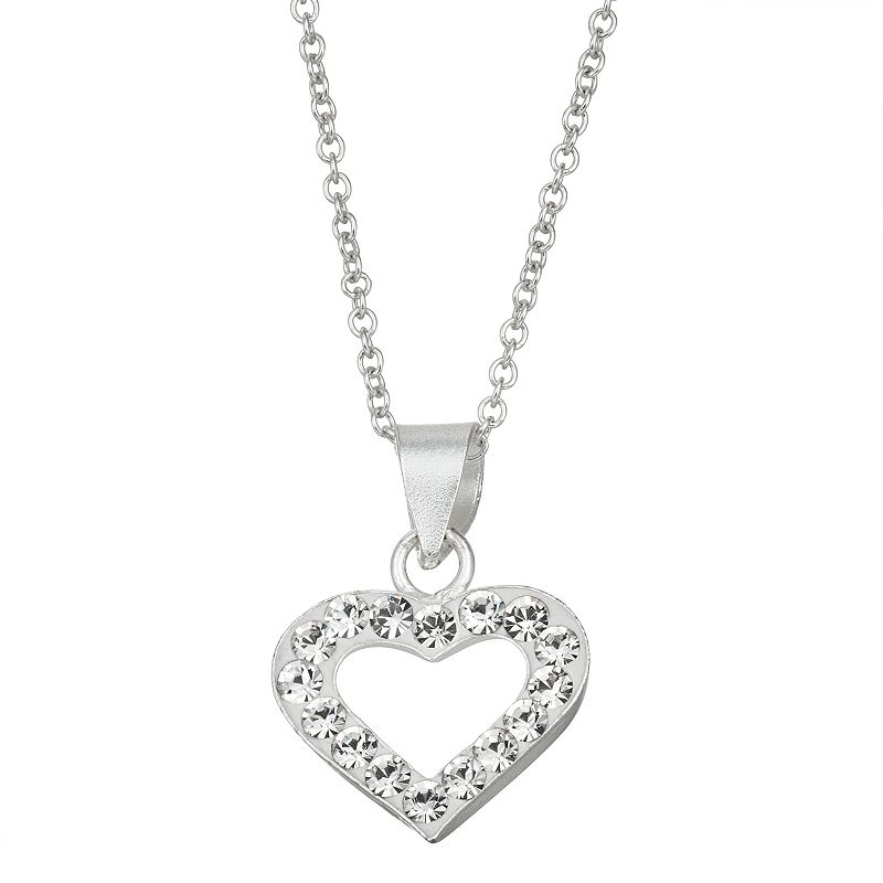 Charming Girl Kids Sterling Silver Crystal Heart Pendant Necklace, Girls,