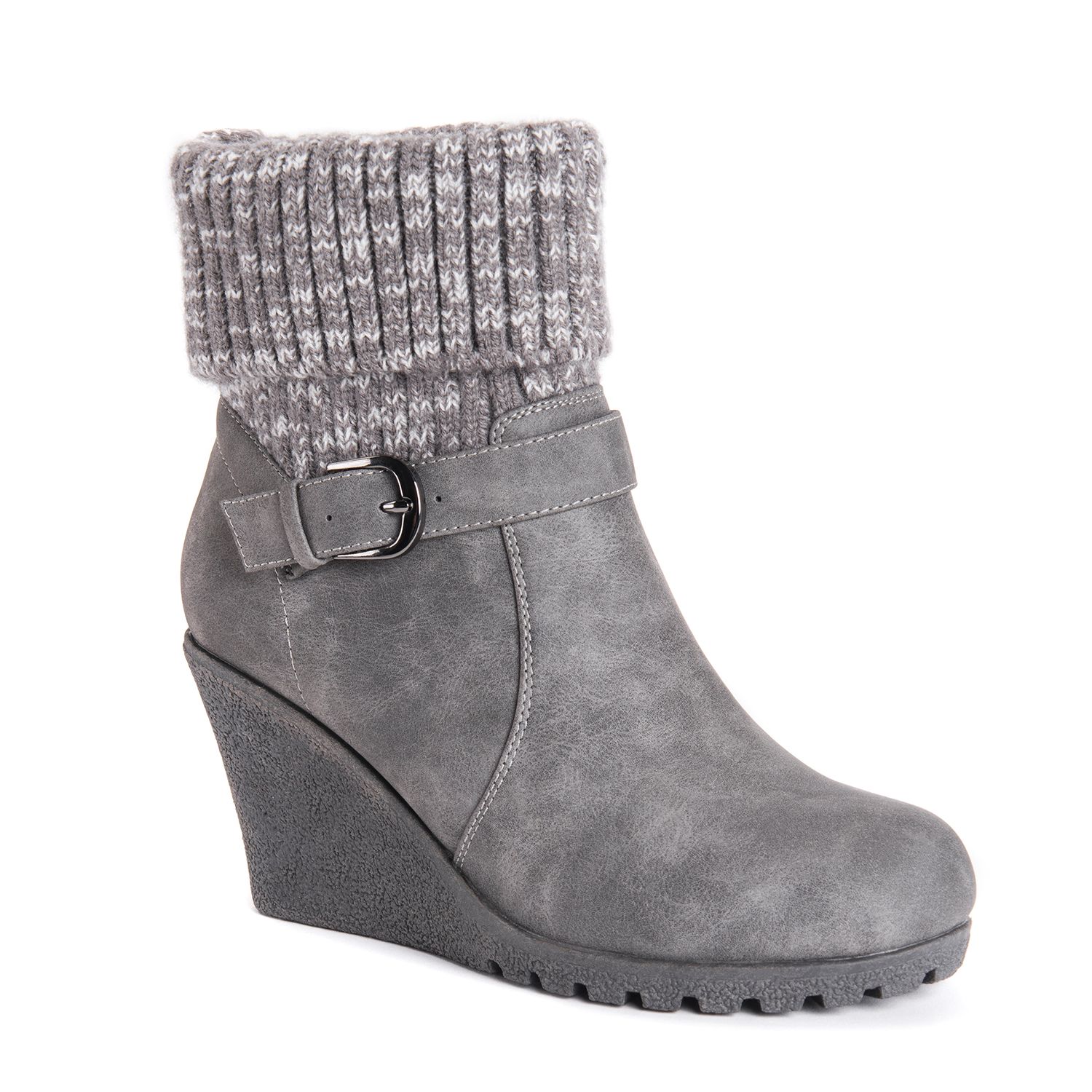 gray wedge boots