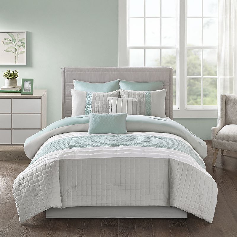 510 Design Irvine 8-piece Comforter Set with Throw Pillows, Green, Cal King
