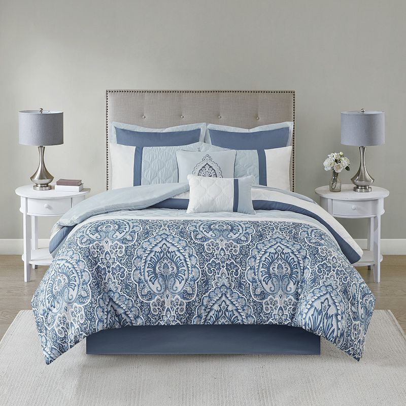83063462 510 Design Josefina 8-piece Comforter Set, Blue, K sku 83063462