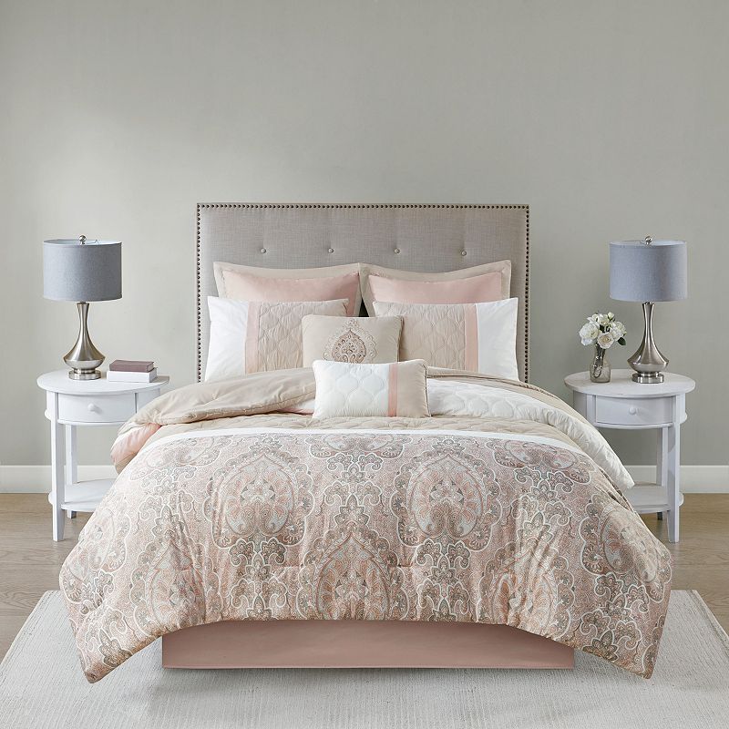 510 Design Josefina 8-piece Comforter Set with Throw Pillows, Pink, Cal Kin