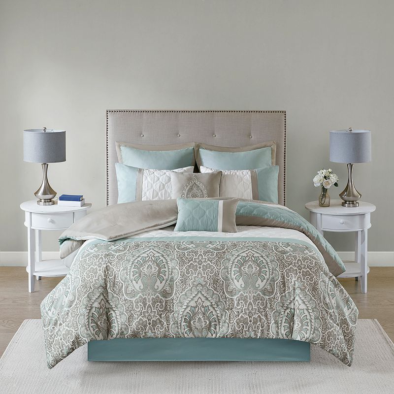 510 Design Josefina 8-piece Comforter Set with Throw Pillows, Blue, Cal Kin