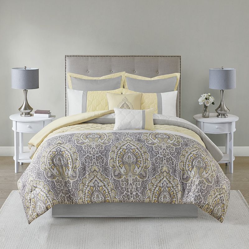 510 Design Josefina 8-piece Comforter Set with Throw Pillows, Yellow, Queen
