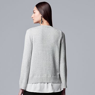 Women's Simply Vera Vera Wang Lace-Up Mock Layer Sweater