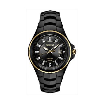 Seiko Men's Coutura Diamond Accent Black Ion-Plated Stainless Steel Solar Watch - SNE506