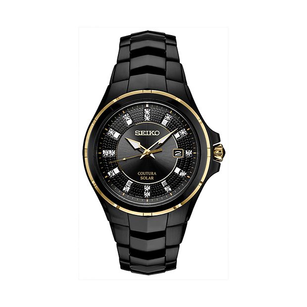 Men's seiko solar black watch hot sale