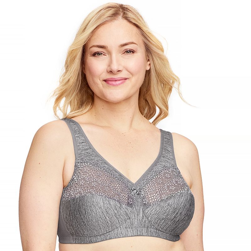 Plus Size Glamorise Full-Figure MagicLift Moisture Control Wireless Bra 1064, Women's, Size: 38 G, Gray Grey