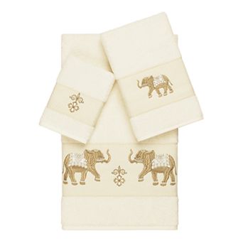Linum Home Textiles 3 pc Turkish Cotton Quinn Embellished Towel Set