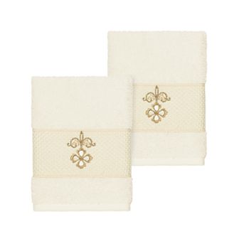 Linum Home Textiles Turkish Cotton Quinn Embellished Washcloth Set