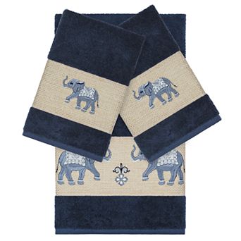 Linum Home Textiles 3 pc Turkish Cotton Quinn Embellished Bath Towel Set