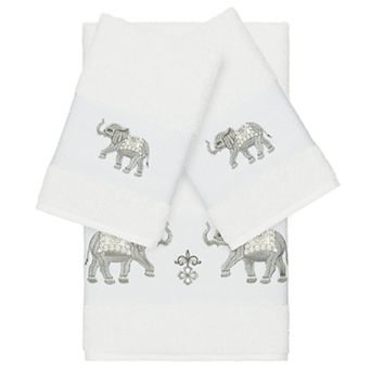 Linum Home Textiles 3 pc Turkish Cotton Quinn Embellished Bath Towel Set