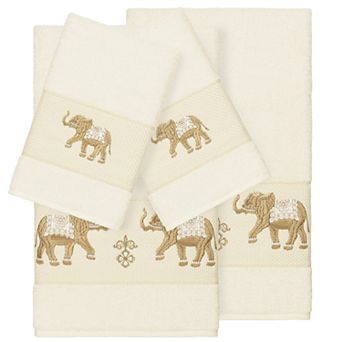 Linum Home Textiles 4 pc Turkish Cotton Quinn Embellished Bath Towel Set