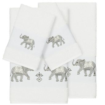 Linum Home Textiles 4 pc Turkish Cotton Quinn Embellished Bath Towel Set