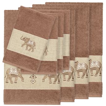 Linum Home Textiles 8 pc Turkish Cotton Quinn Embellished Bath Towel Set