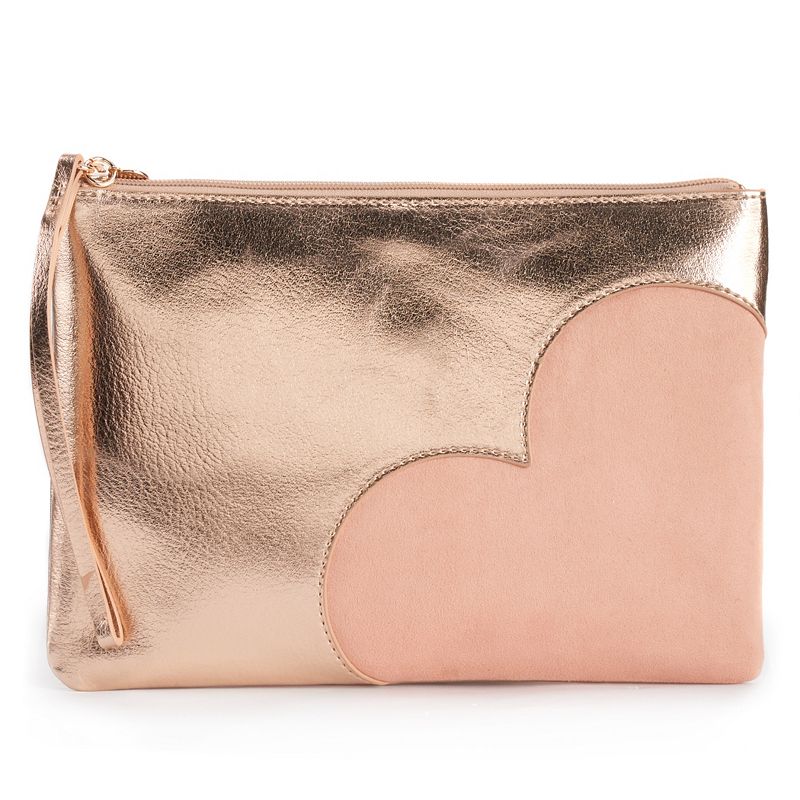 LC Lauren Conrad Heart Pouch Wristlet, Light Pink