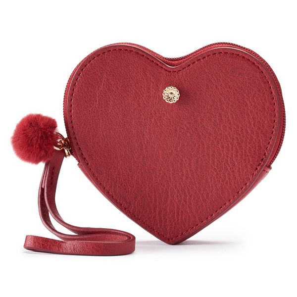LC Lauren Conrad Heart Shaped Coin Pouch/Keychain Wallet Bag Purse