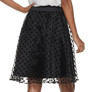 Women's ELLE™ Flocked Dot A-Line Skirt