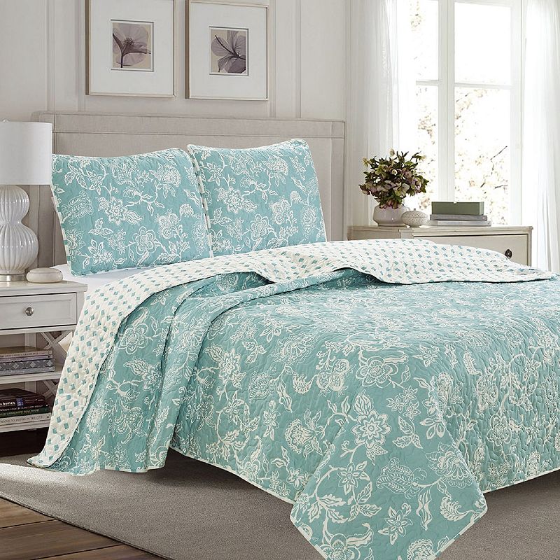 Home Fashion Designs Emma Collection Quilt Set, Blue, Full/Queen