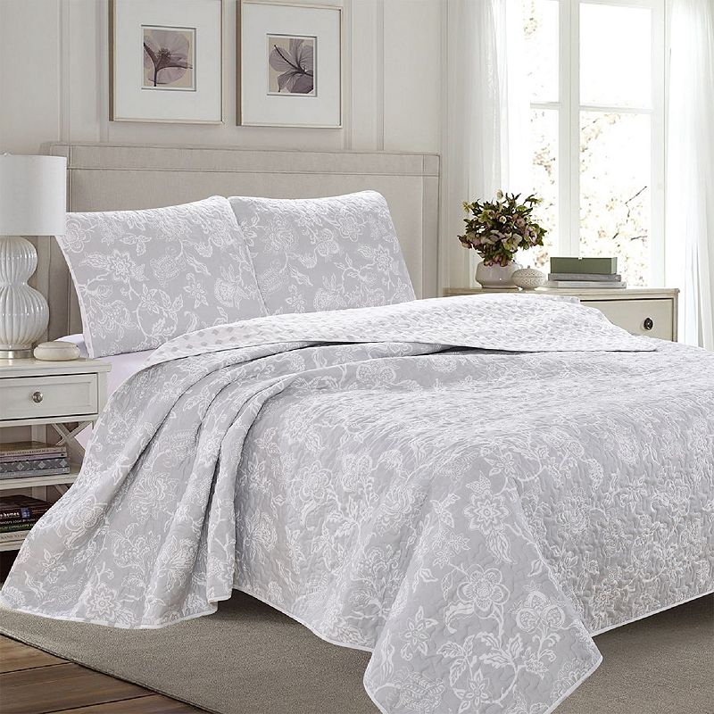 Home Fashion Designs Emma Collection Quilt Set, Grey, Full/Queen