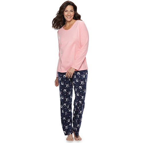 Women's Croft & Barrow® Microfleece V-Neck Sleep Top & Pants Pajama Set