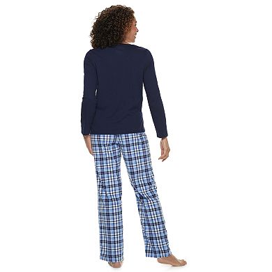 Women's Croft & Barrow® 2-piece V-Neck Sleep Tee & Microfleece Pants Pajama Set