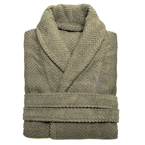 Linum Home Textiles Turkish Cotton Personalized Herringbone Weave Bathrobe