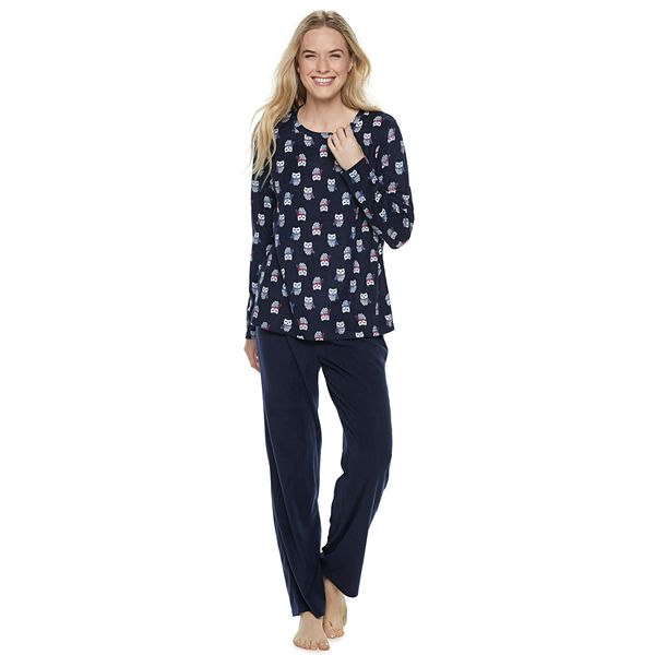 Cozy Fleece Long Sleeve Pajama Set Navy-Navy - Soma