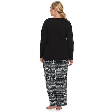Plus Size Sonoma Goods For Life® Sleep Tee & Printed Fleece Pants Pajama Set