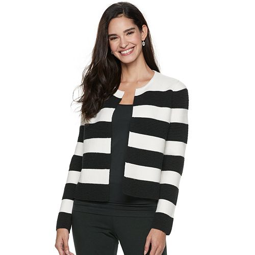 Women's ELLE™ Striped Open-Front Jacket
