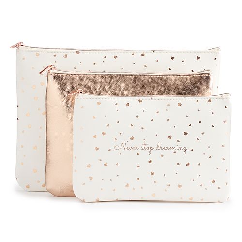 LC Lauren Conrad "Never stop dreaming" 3Piece Cosmetic Bag Set