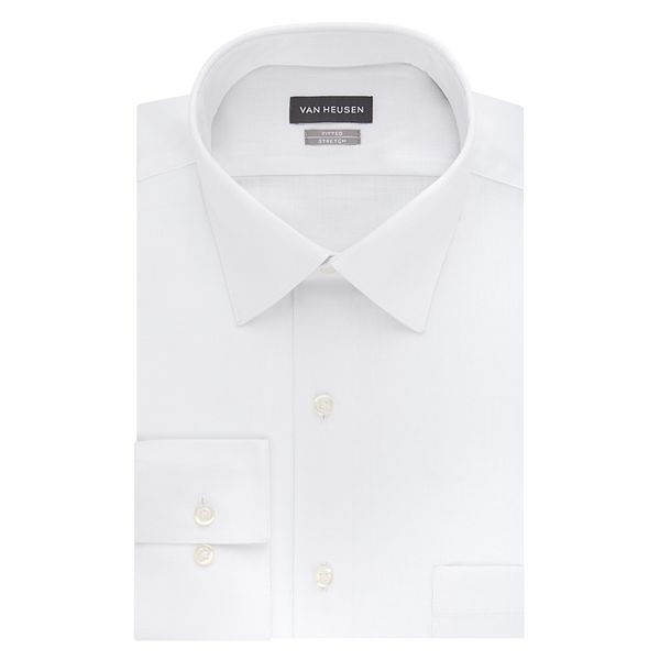 Men’s Van Heusen Fitted Lux Sateen Stretch Spread-Collar Dress Shirt