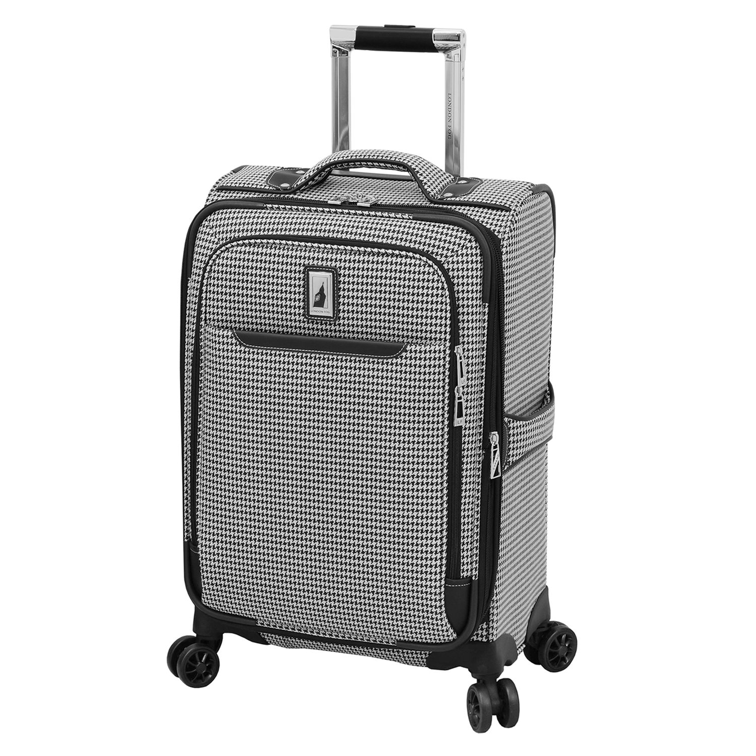 houndstooth luggage set black and white