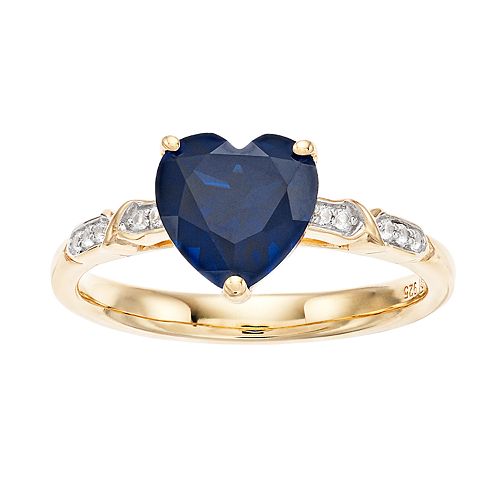 14k Gold Over Silver Lab-Created Sapphire Heart Ring