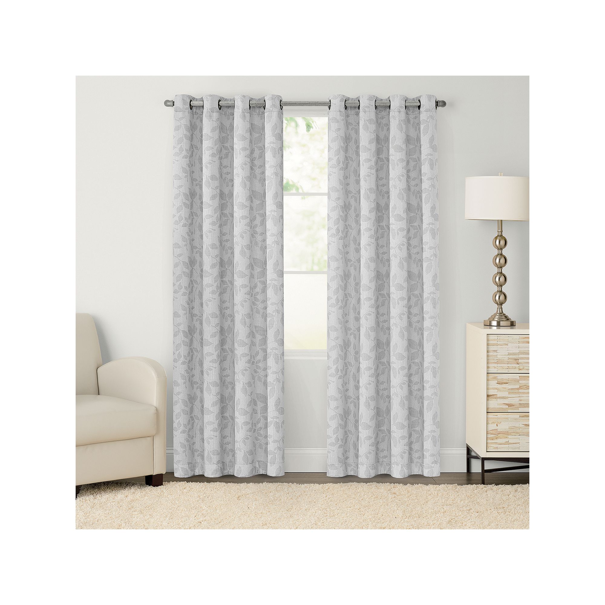 Sonoma Goods For Life® 2-pack Jacquard Woven Leaf Blackout Curtain, Gray