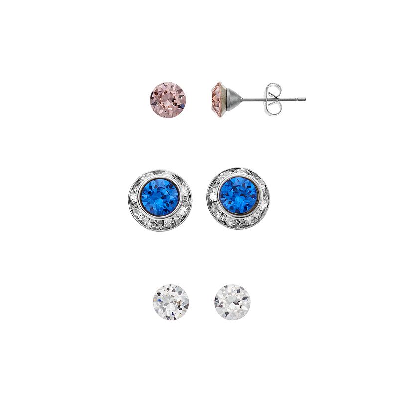 Brilliance Crystal Stud Earring Set, Womens, Multicolor