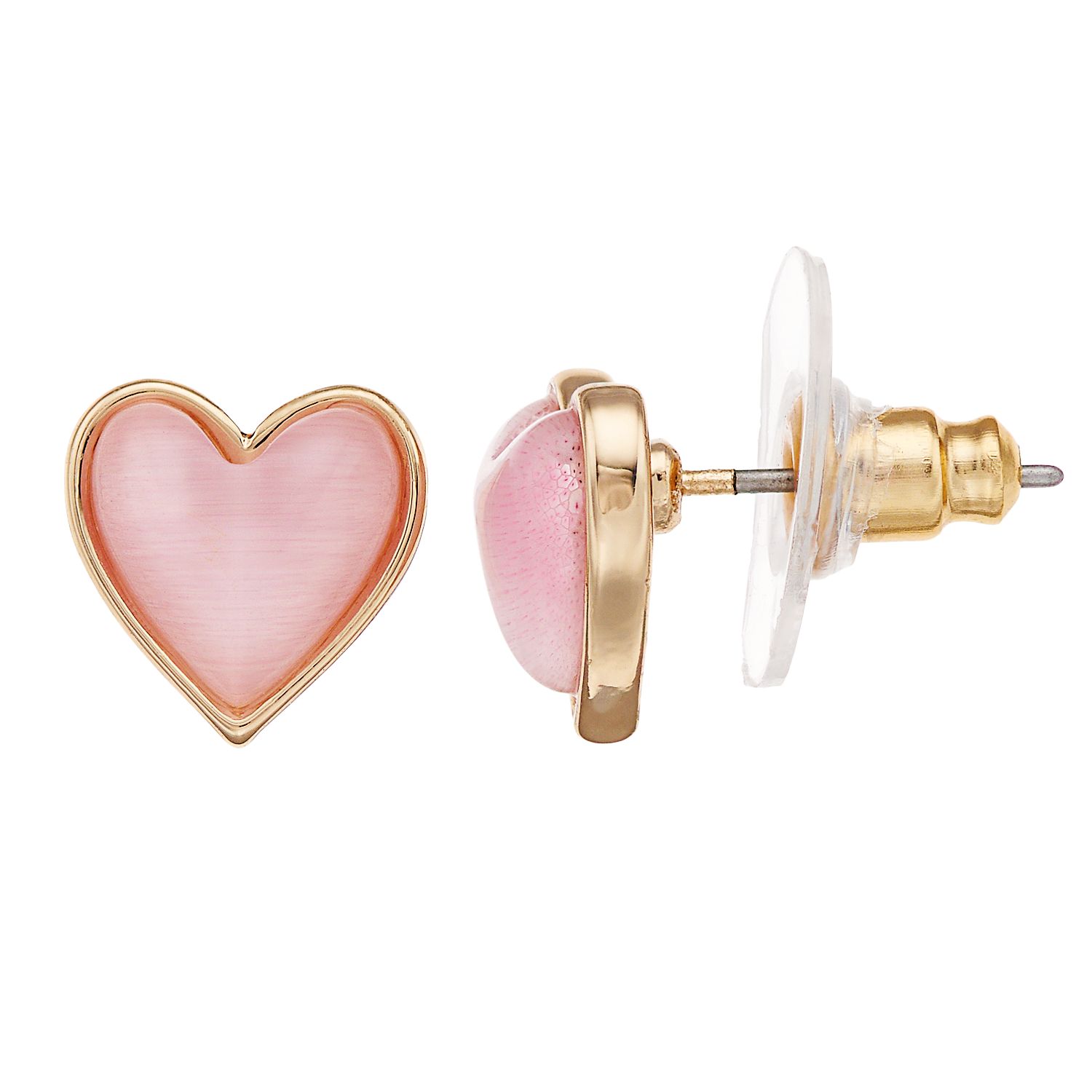 Image for LC Lauren Conrad Pink Heart Stud Nickel Free Button Earrings at Kohl's.