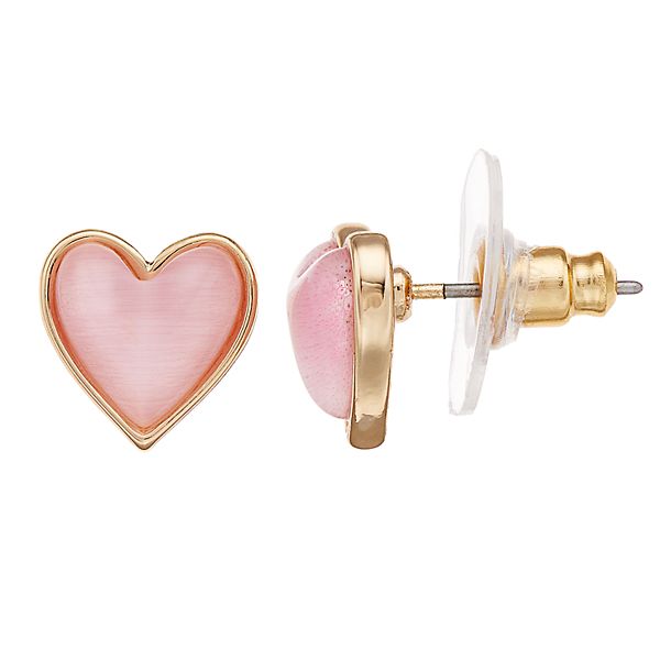 CHANEL Enamel Valentine CC Heart Drop Earrings Pink Gold 65829