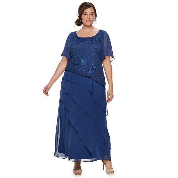 Plus Size Le Bos Tiered Sequin Dress