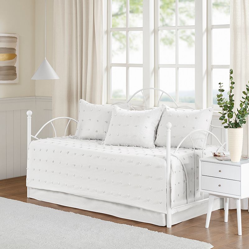 Madison Park Maize Cotton Jacquard Daybed Cover Set, White, DAYBED REG