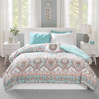 Intelligent Design Avery Boho Comforter Set with Bed Sheets and Throw Pillow