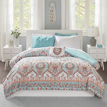 Intelligent Design Avery Boho Comforter Set with Bed Sheets and Throw Pillow