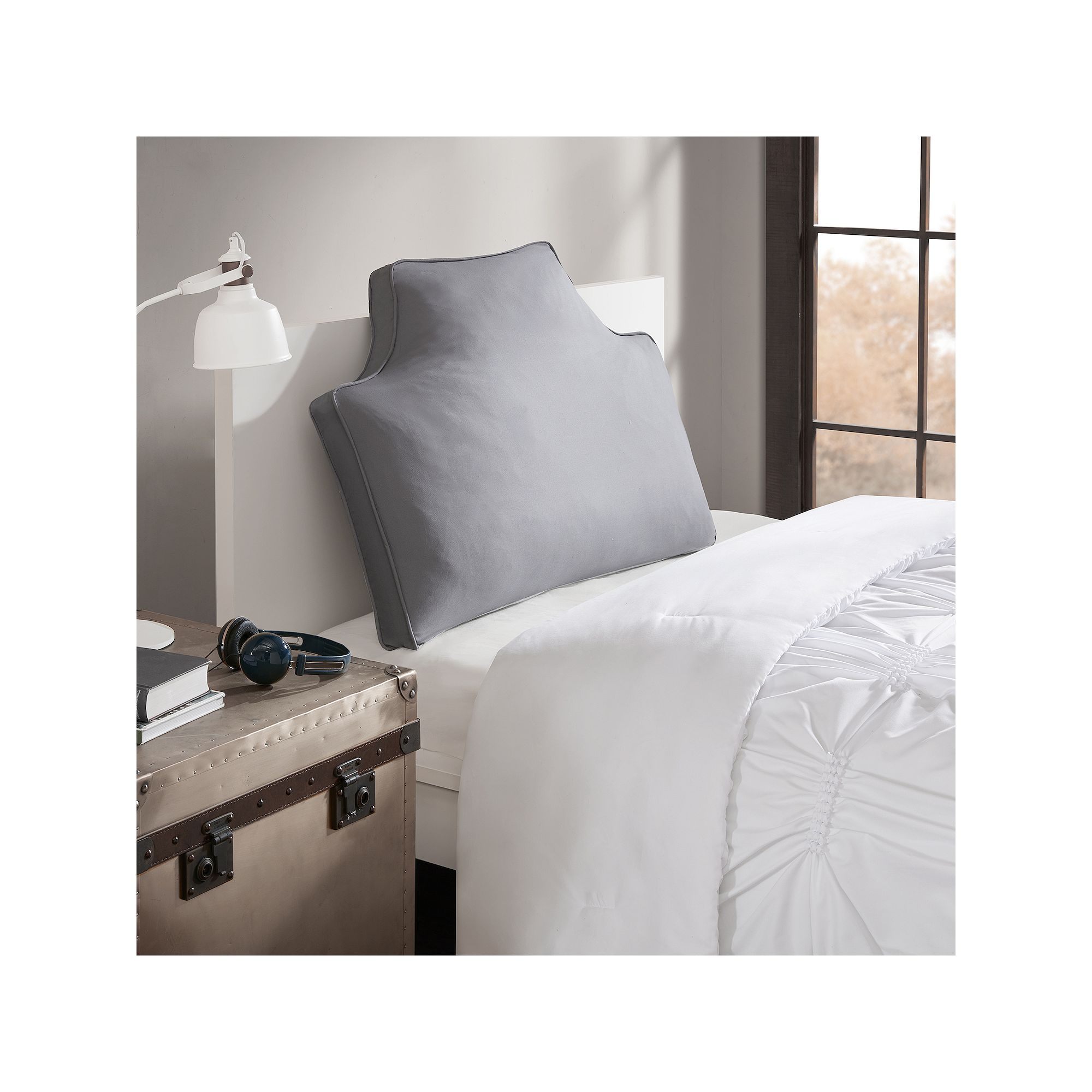 Intelligent Design Oversized Headboard Cotton Canvas Throw Pillow, Grey