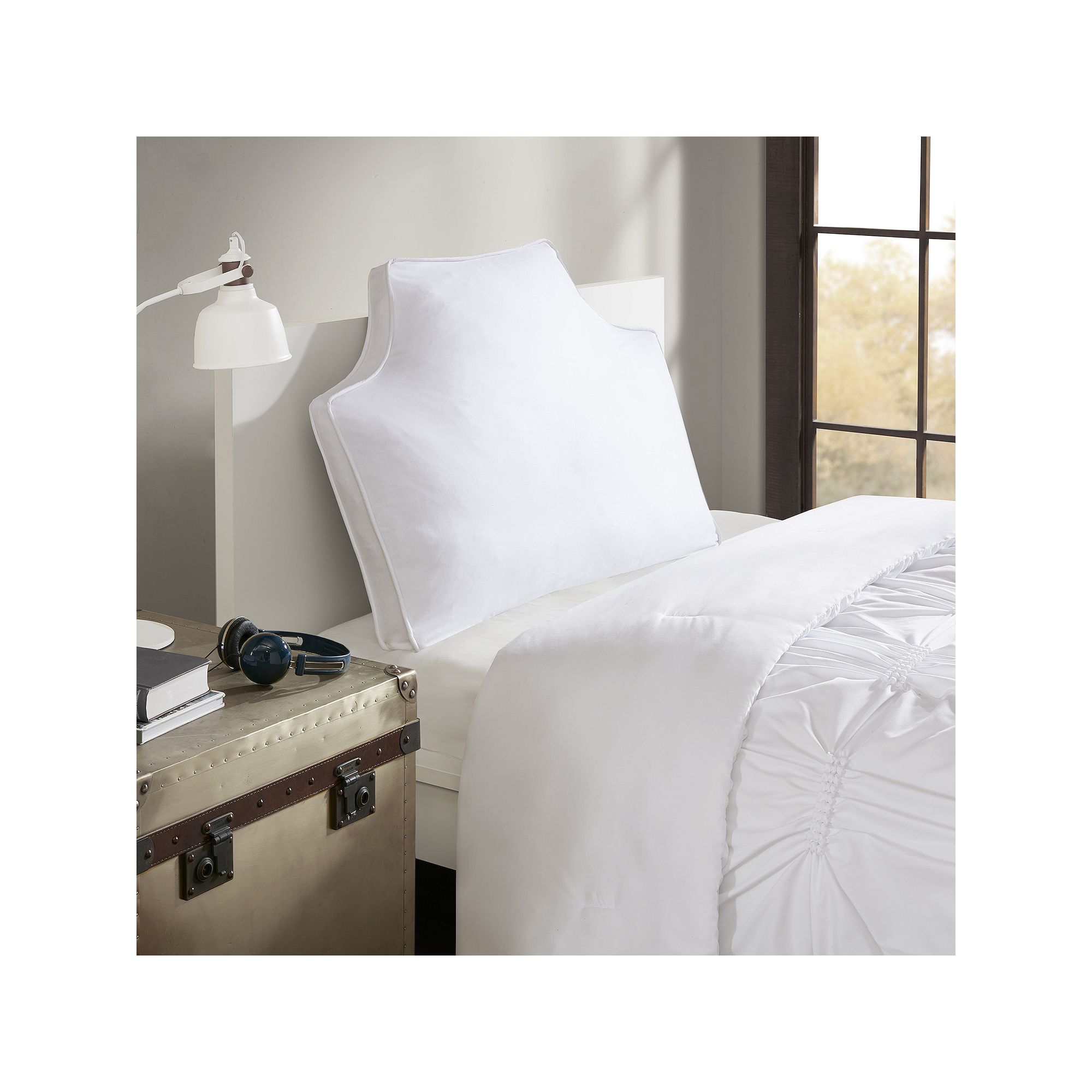 Intelligent Design Oversized Headboard Cotton Canvas Throw Pillow, White