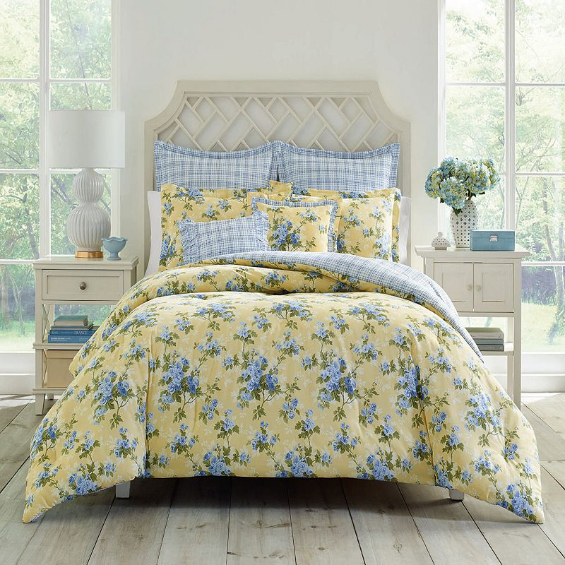 Laura Ashley 掛け布団カバー ローズ柄 イエロー Laura Ashley Lifestyles Cassidy Comforter Set