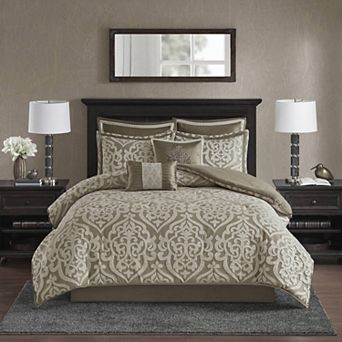Madison Park Dillon 8 pc Jacquard Comforter Set with Throw Pillows