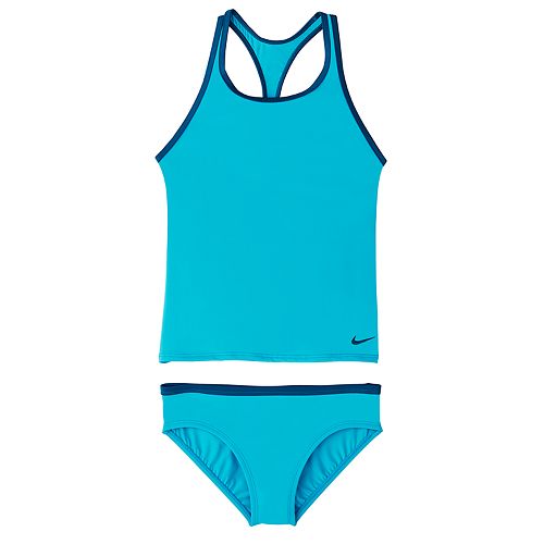 Girls 716 Nike Racerback Tankini Top & Bottoms Swimsuit Set